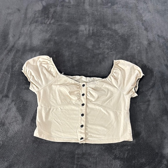 Cream Button-Up Women's Top - Picture 2 of 5